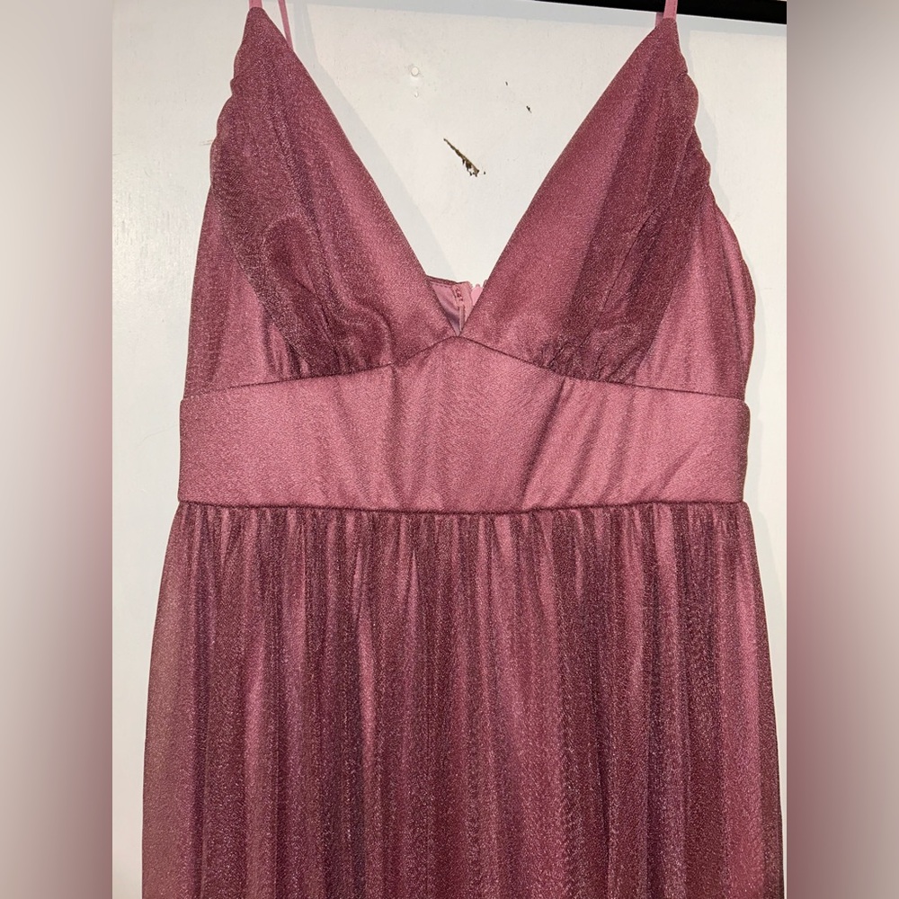 Pink Ruched Maxi Gown with Spaghetti Straps for Prom - Picture 3 of 6